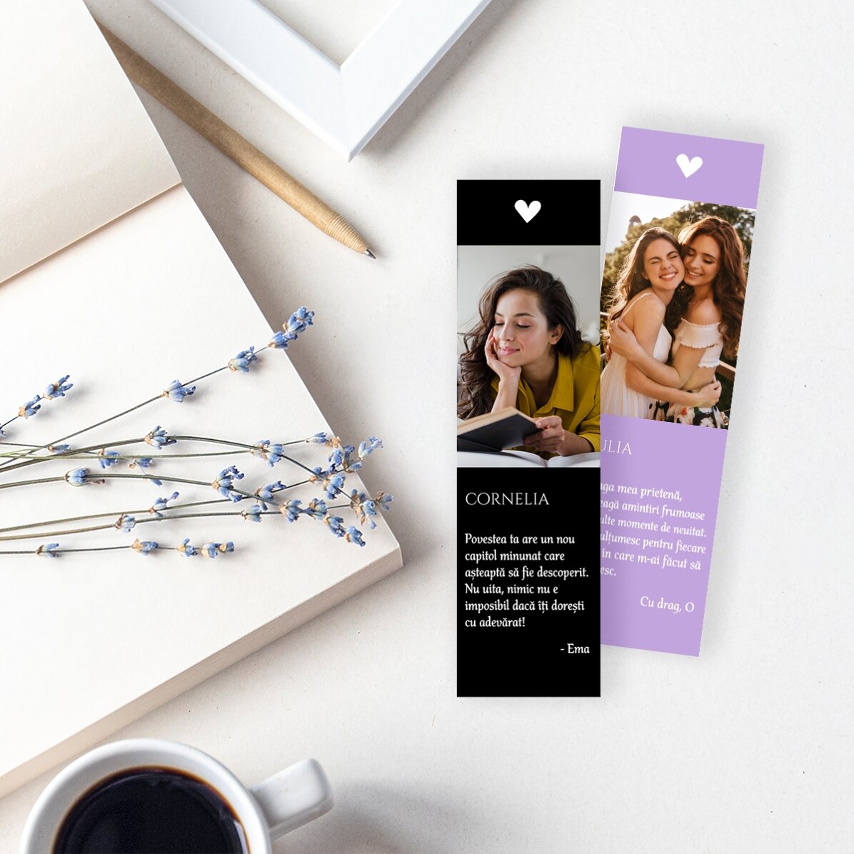 Personalised bookmark with a photo and text - For you