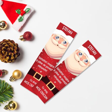 Semn de carte personalizat cu text - Cu drag, Moș Crăciun