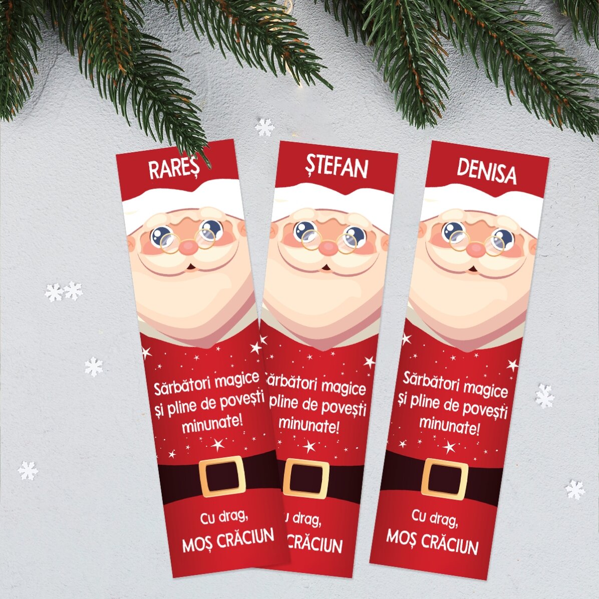 Semn de carte personalizat cu text - Cu drag, Moș Crăciun