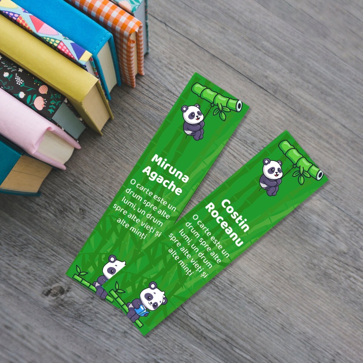 Semn de carte personalizat cu text - Cute Panda