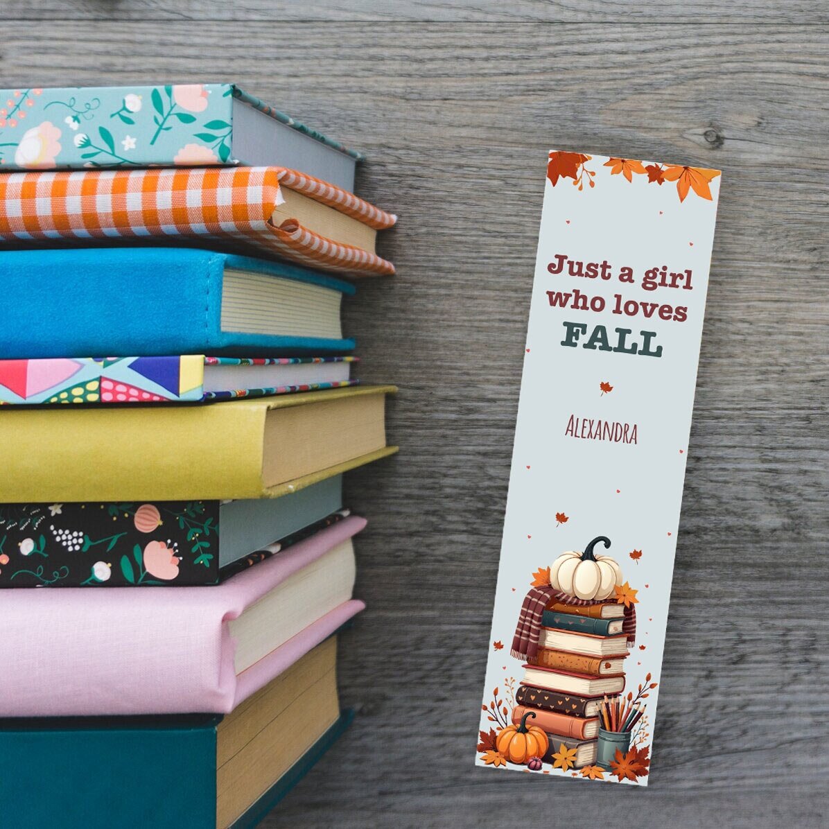 Semn de carte personalizat cu text - Fall