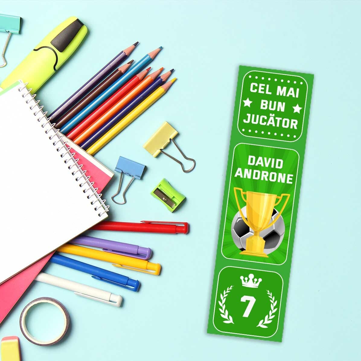 Semn de carte personalizat cu text - Fotbal