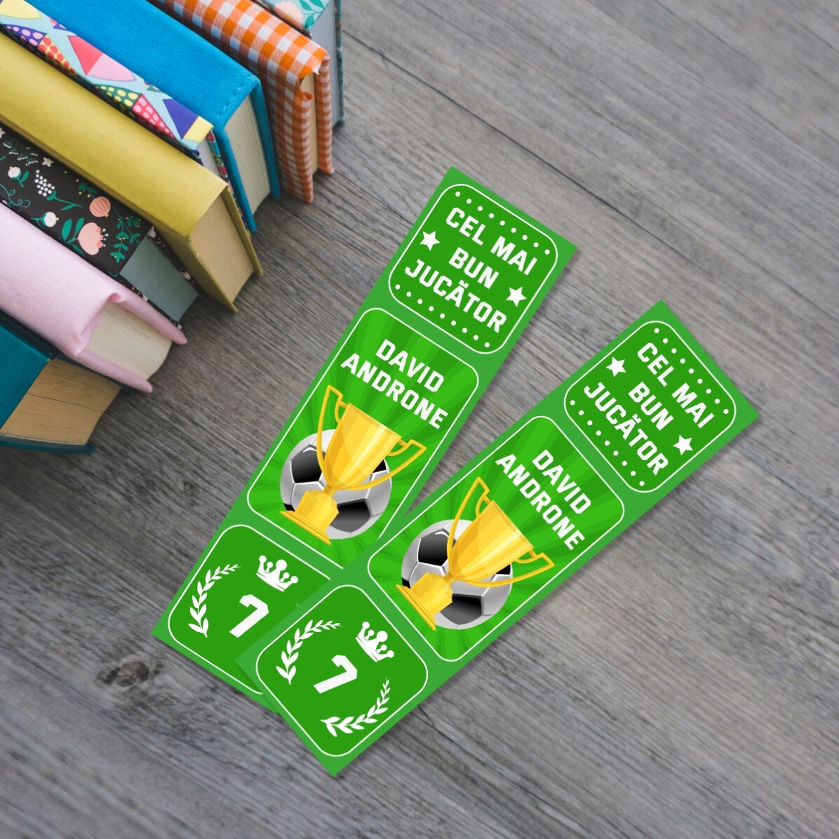 Semn de carte personalizat cu text - Fotbal