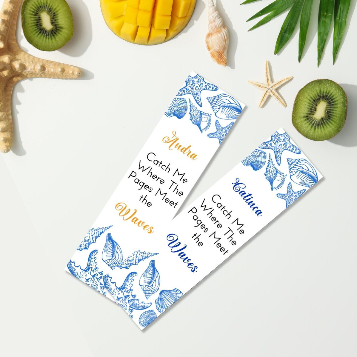 Semn de carte personalizat cu text - Scoică