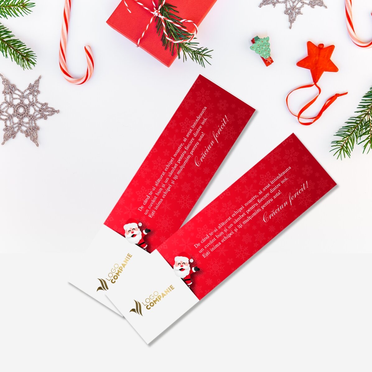 Semn de carte personalizat cu text și logo pentru Crăciun - Santa