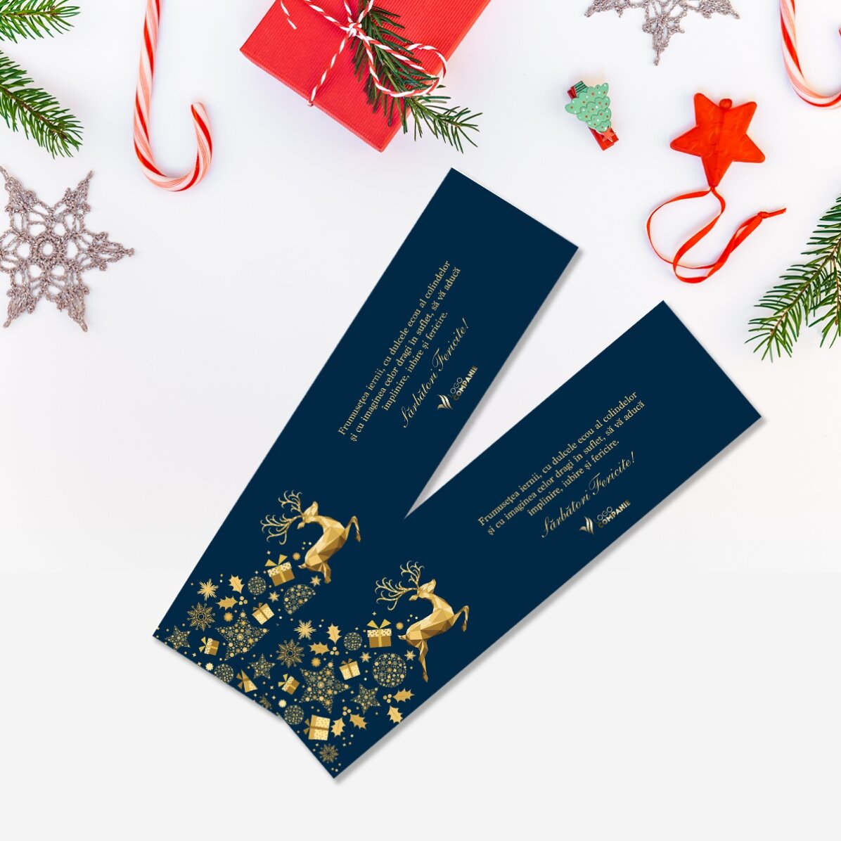 Semn de carte personalizat cu text și logo - Poveste de Crăciun