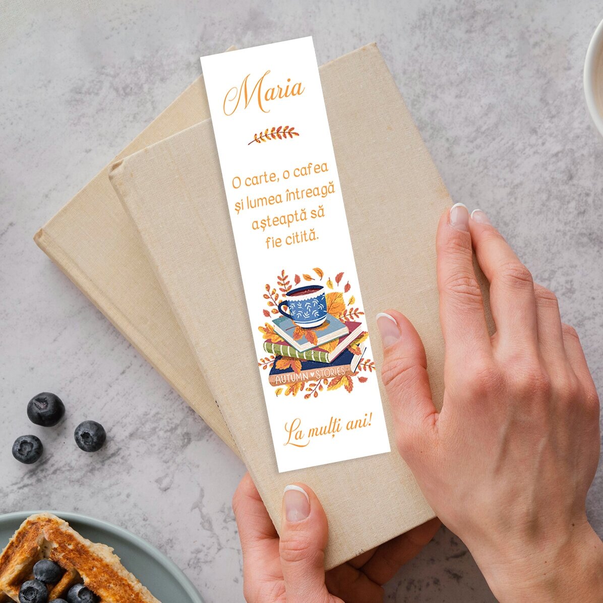 Semn de carte personalizat cu text - Toamnă