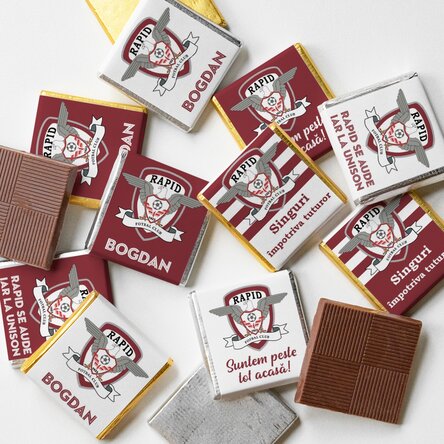 Set 10 mini ciocolățele FC Rapid personalizate cu nume și mesaj