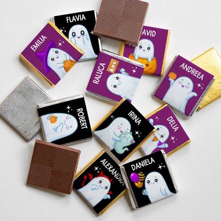 Set 10 mini ciocolățele personalizate cu text - Cute Halloween