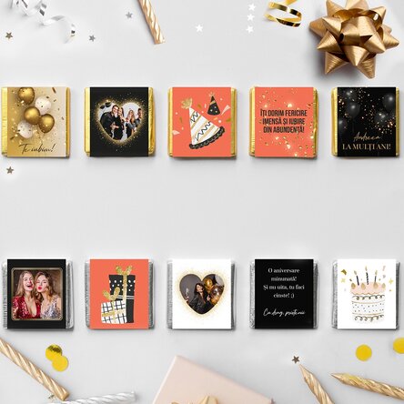 Set 10 mini ciocolățele personalizate pentru aniversare
