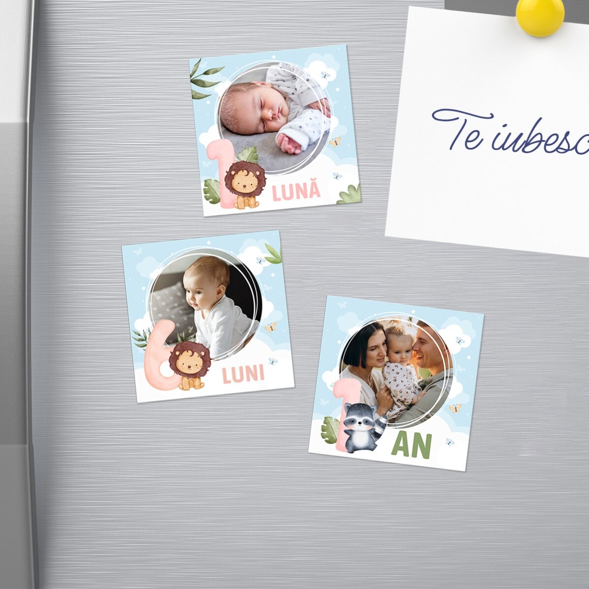 Set 12 magneți personalizați 6x6 cm - Primul an