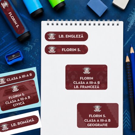 Set of 14 personalised FC Rapid school stickers