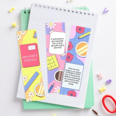 Set 3 semne de carte personalizate cu text - Flowers