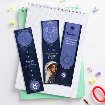 Set 3 semne de carte personalizate cu mesaj și poză - Zodia Taur