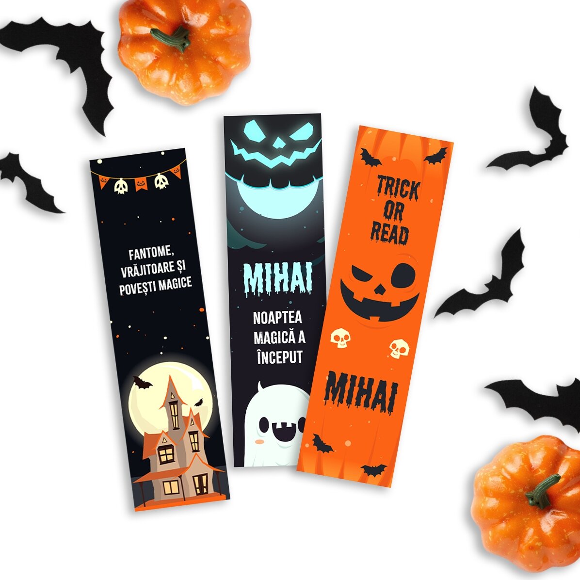 Set 3 semne de carte personalizate cu text - Trick or read