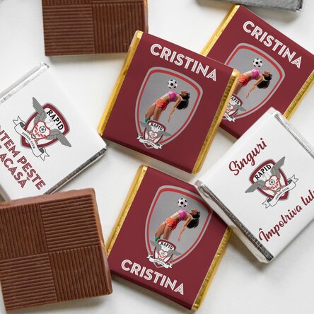 Set 5 mini ciocolățele FC Rapid personalizate cu poze și mesaj