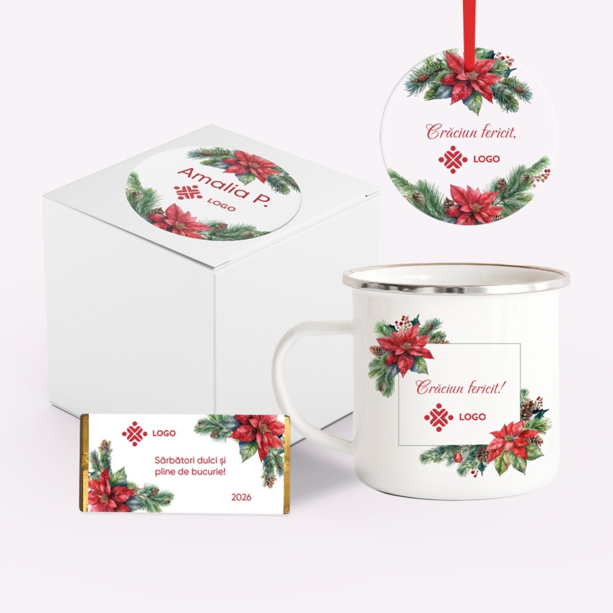 Personalised Christmas gift set with logo and message - Christmas