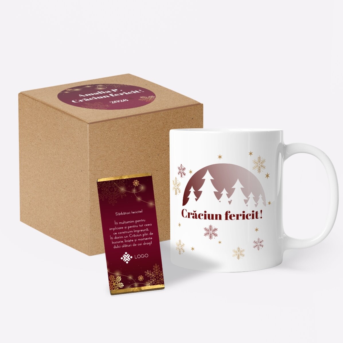 Personalised Christmas gift set with logo and message - Red Christmas