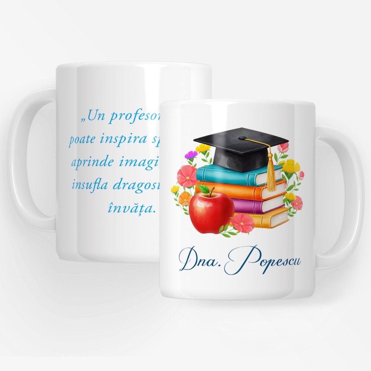 Personalised gift set for teachers, featuring a message and logo