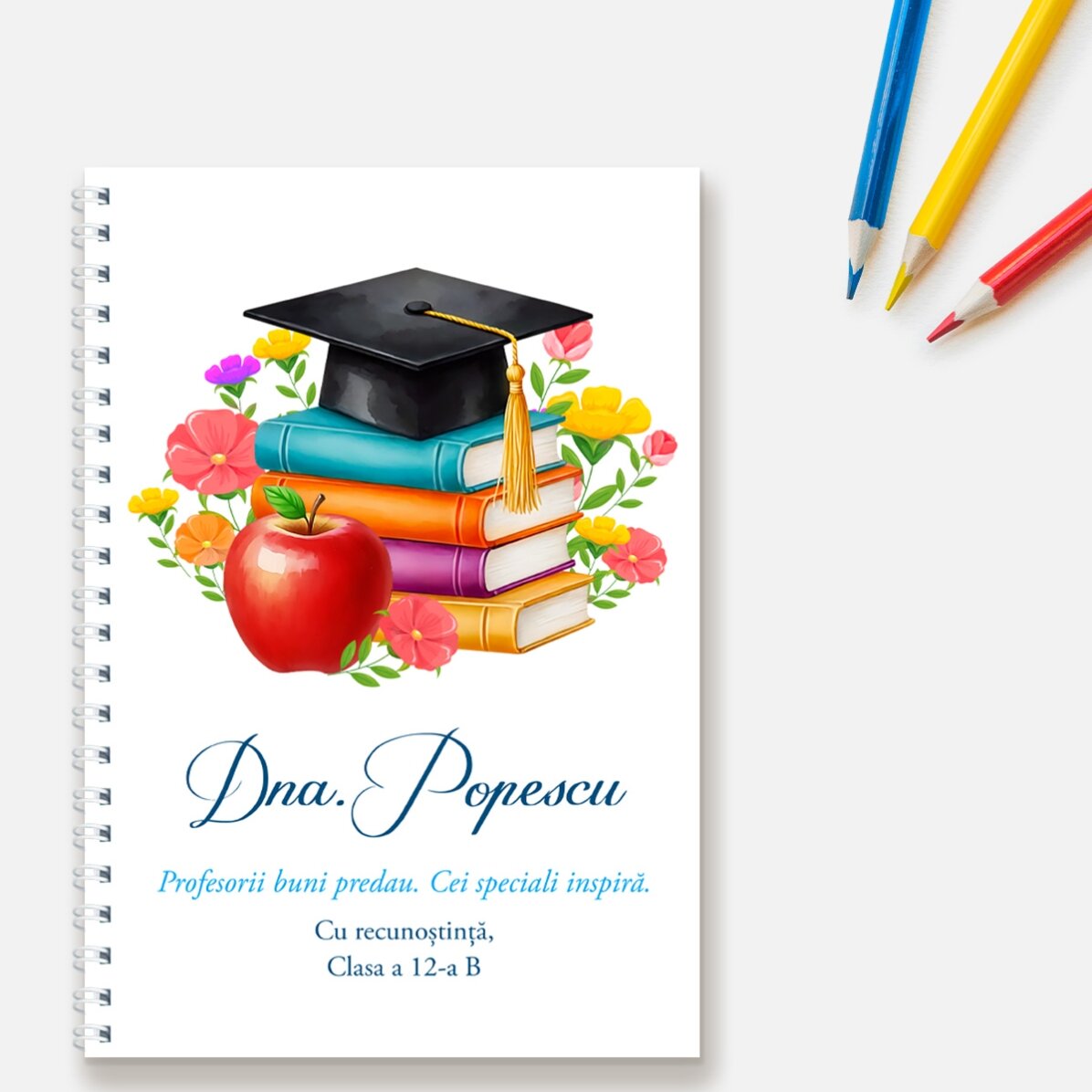 Personalised gift set for teachers, featuring a message and logo