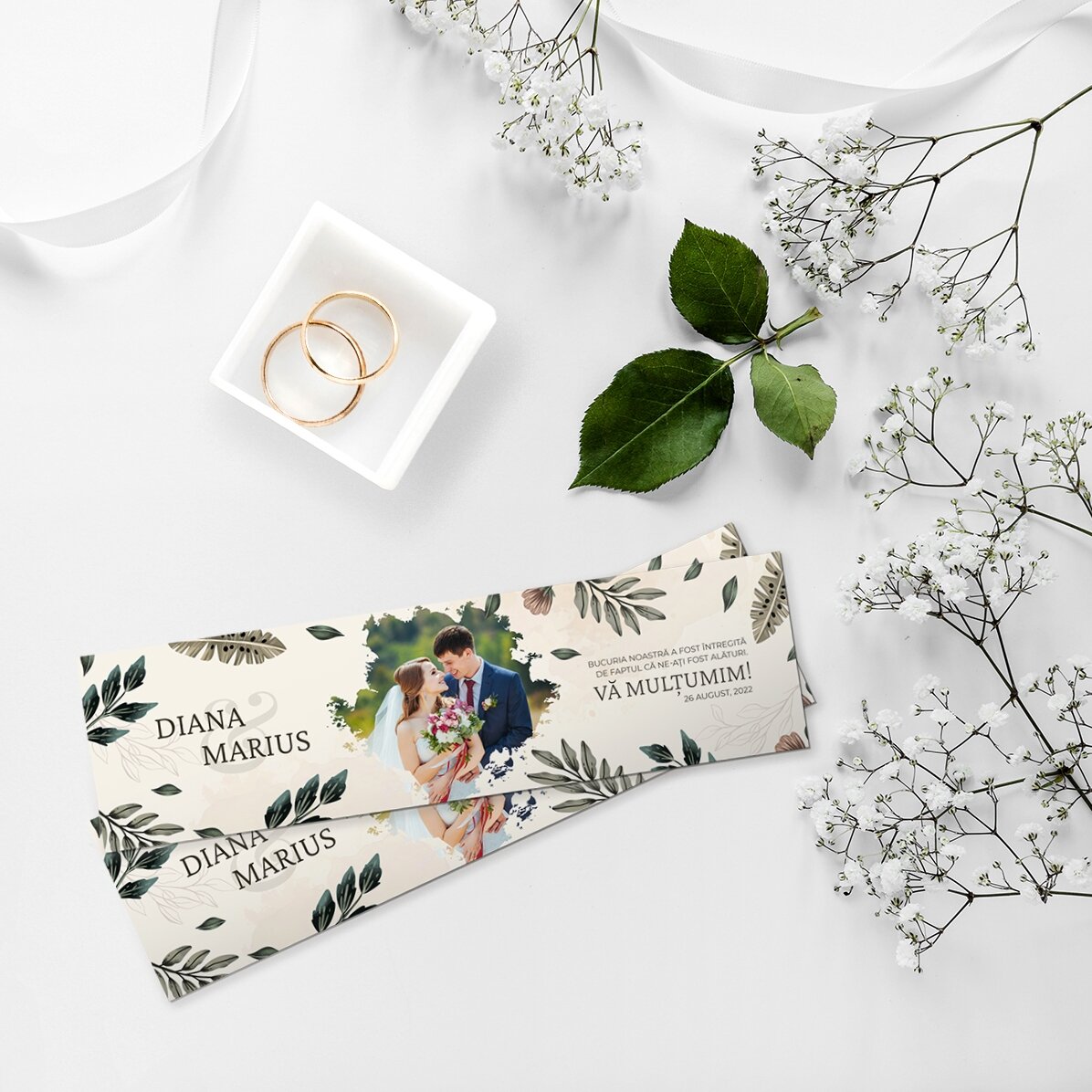 Set de 2 magneți personalizați cu o poză și text - Mărturii pentru nuntă