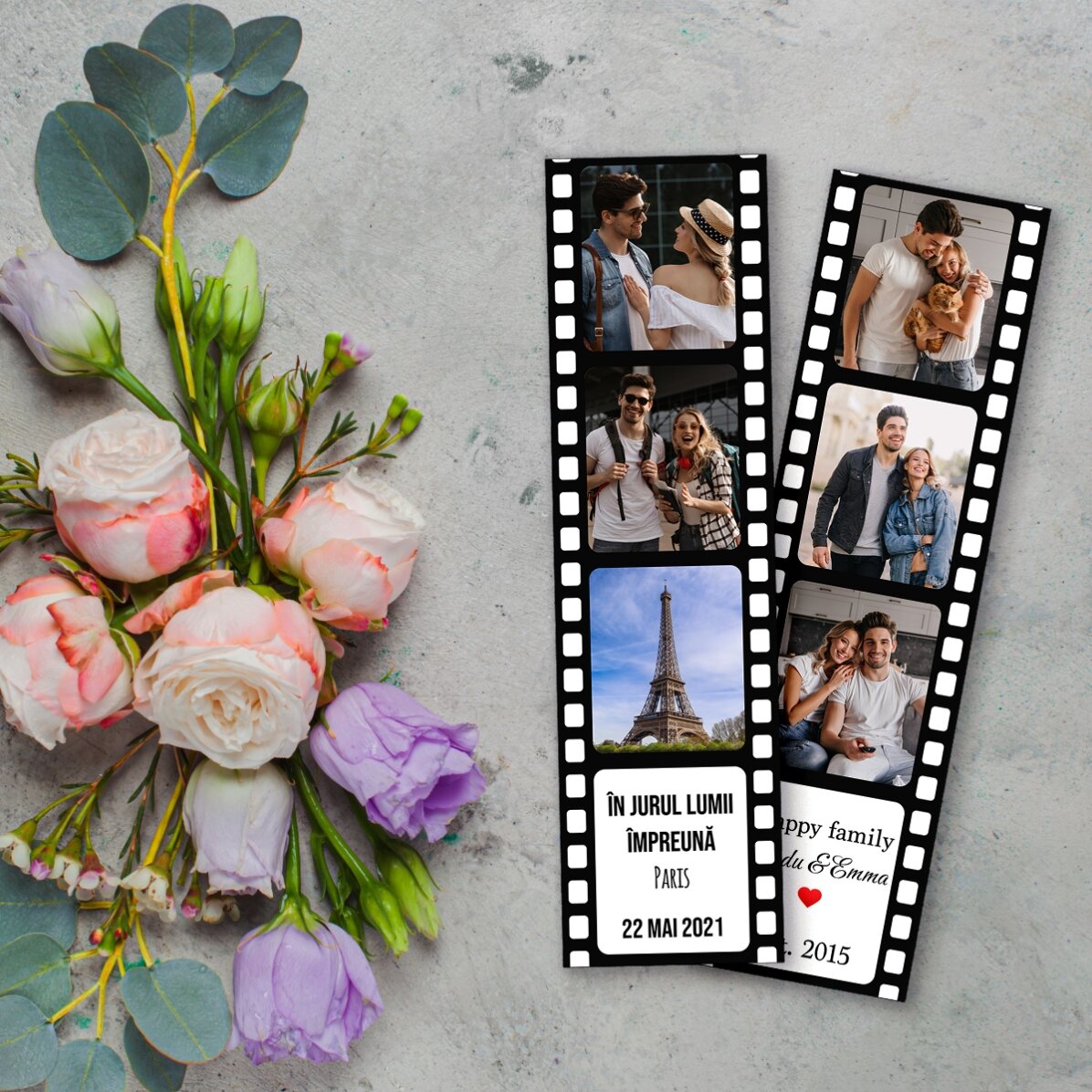 Set de 2 magneți personalizați cu poze și text - Momente speciale