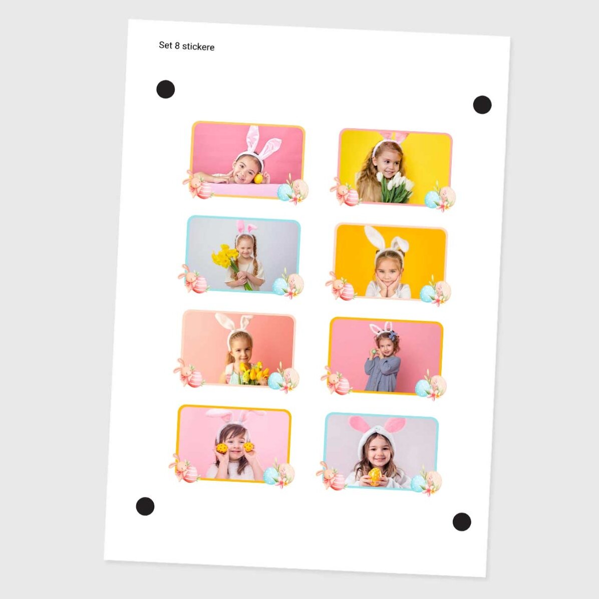 Set de 8 stickere (etichetă autoadezivă) personalizate cu poze - Paște