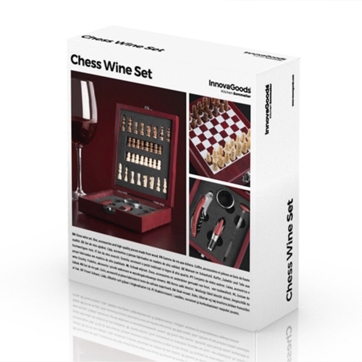 Chess set with wine accessories