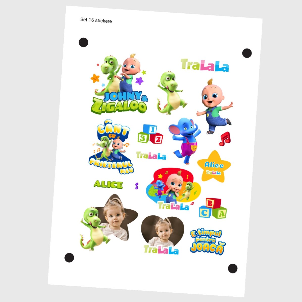 Set de stickere (etichetă autoadezivă) personalizat cu text și poze - TraLaLa