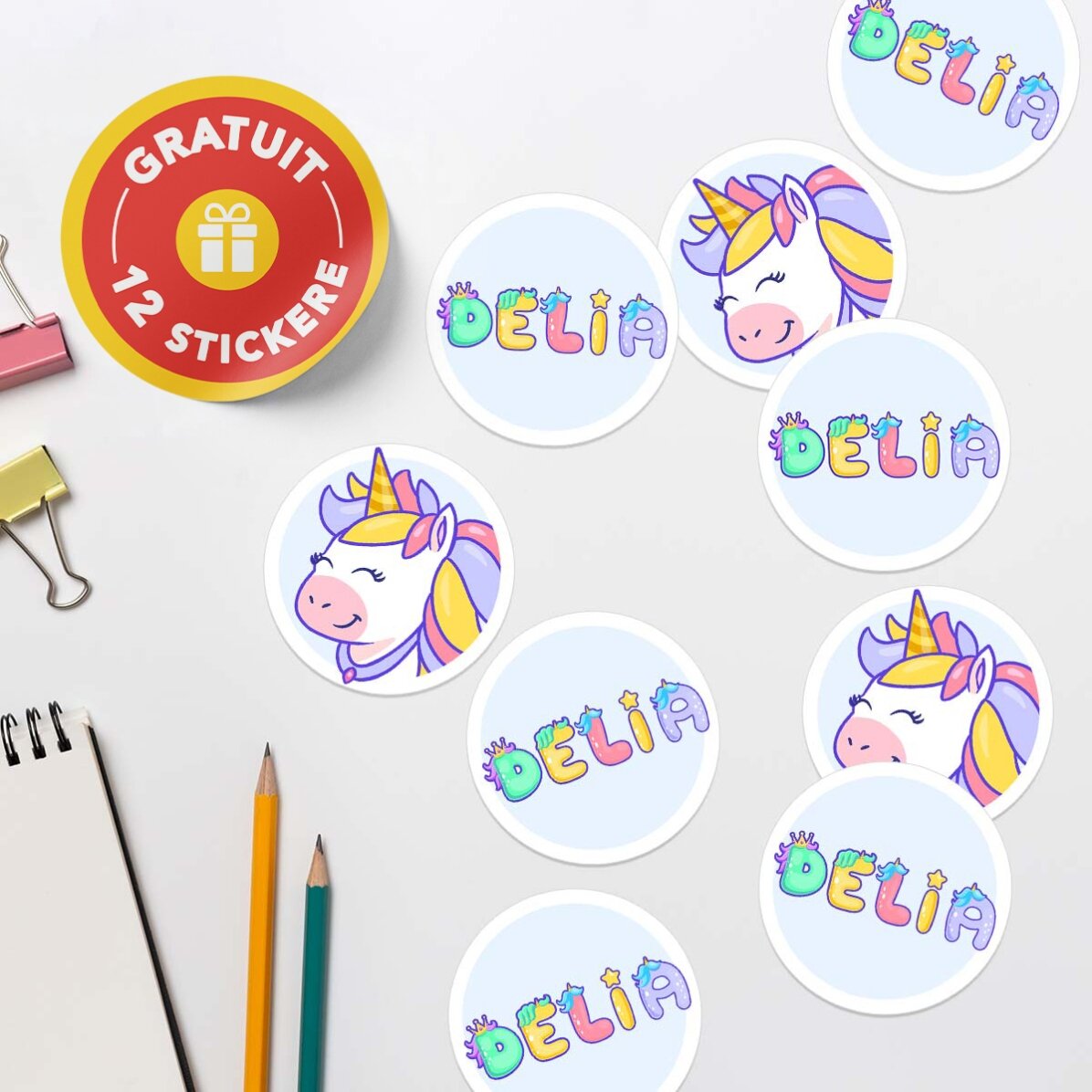 Personalised set for nursery or school – Unicorn