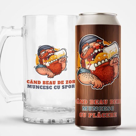 Set personalizat - doză de bere și halbă - Când beau bere...