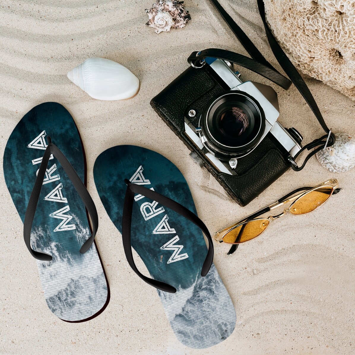Personalised flip-flops with name - Ocean