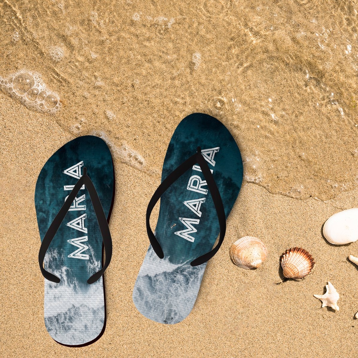 Personalised flip-flops with name - Ocean