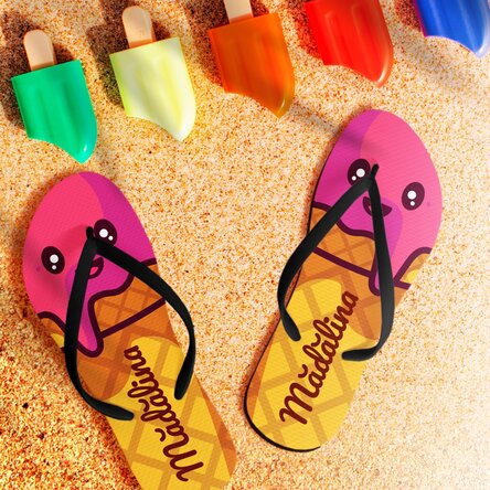 Șlapi personalizați cu nume pentru copii - Înghețată / Ice-cream