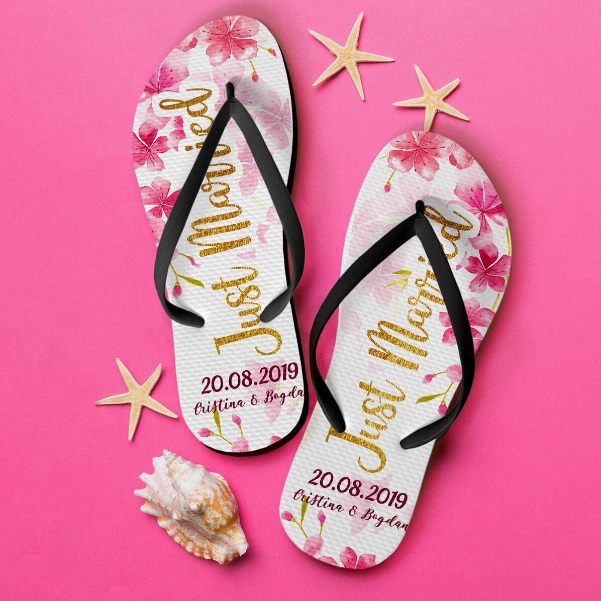 Personalised flip-flops with text - Just Married