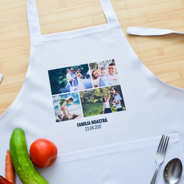 Șorț personalizat cu 4 poze și text