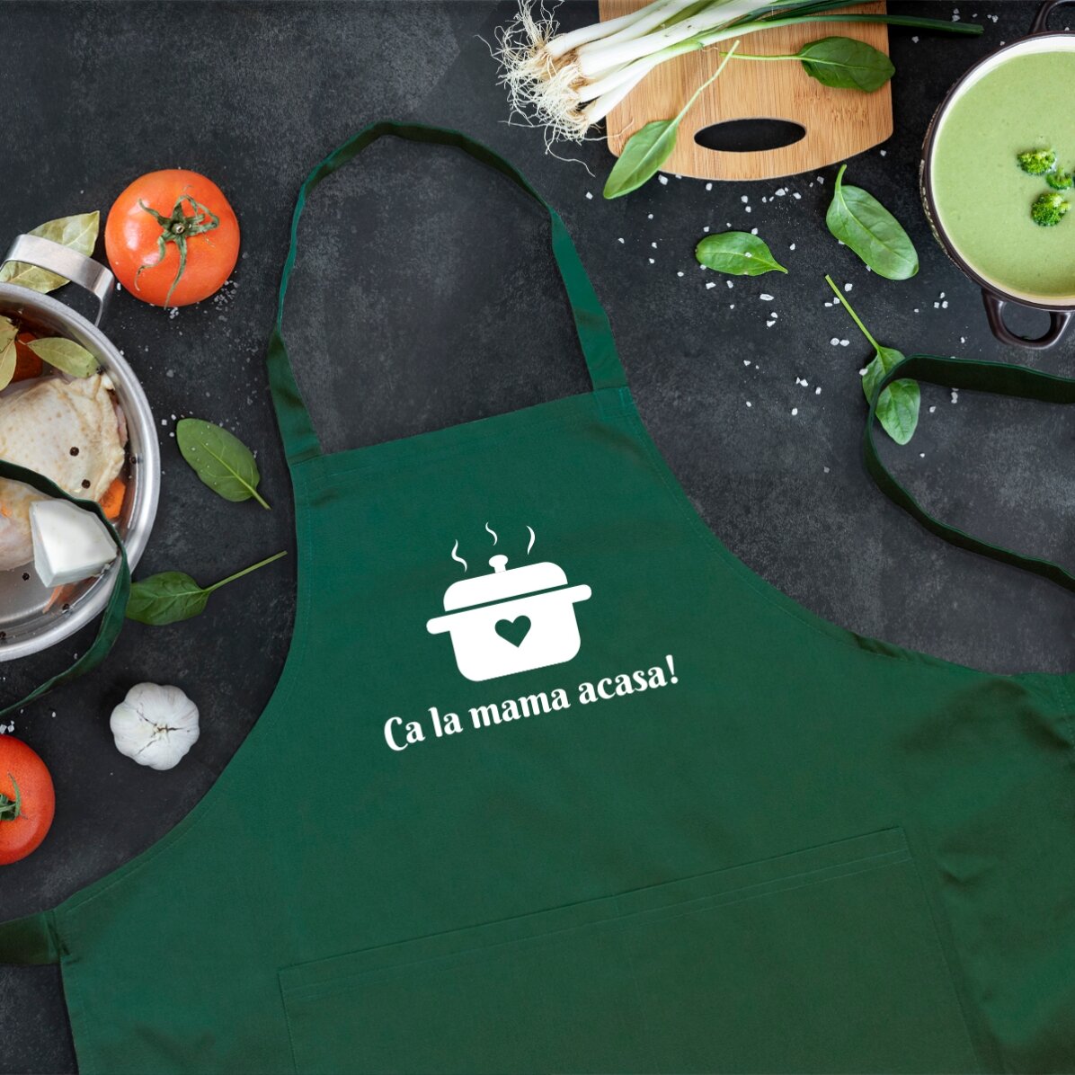 Șorț personalizat cu text - Ca la mama acasă!