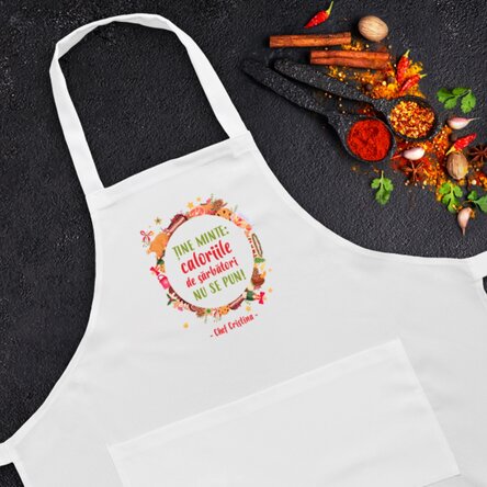 Șorț personalizat cu text - Caloriile de Crăciun