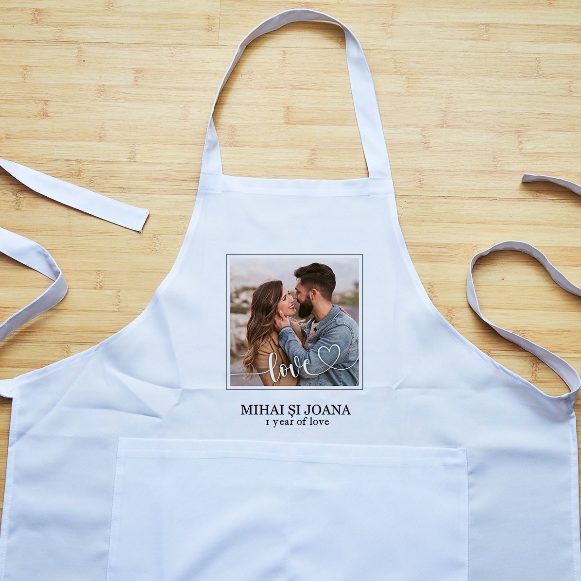 Șorț personalizat cu text și o poză - Love