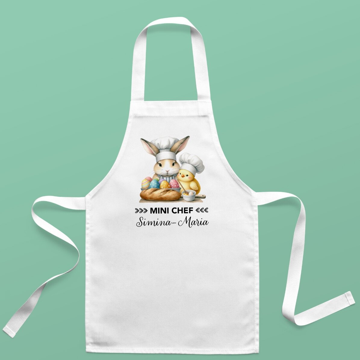 Șorț personalizat pentru copii cu text - Animăluțe de Paște