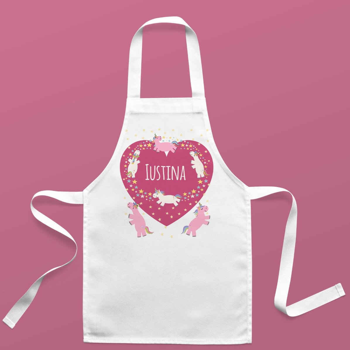 Șorț personalizat pentru copii cu text - Unicorni