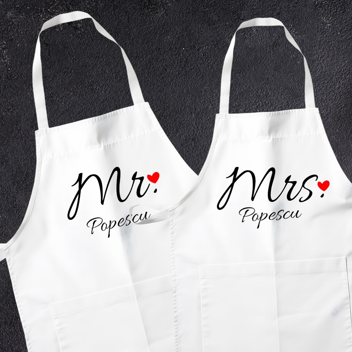 Șorțuri personalizat pentru cuplu - Mr & Mrs