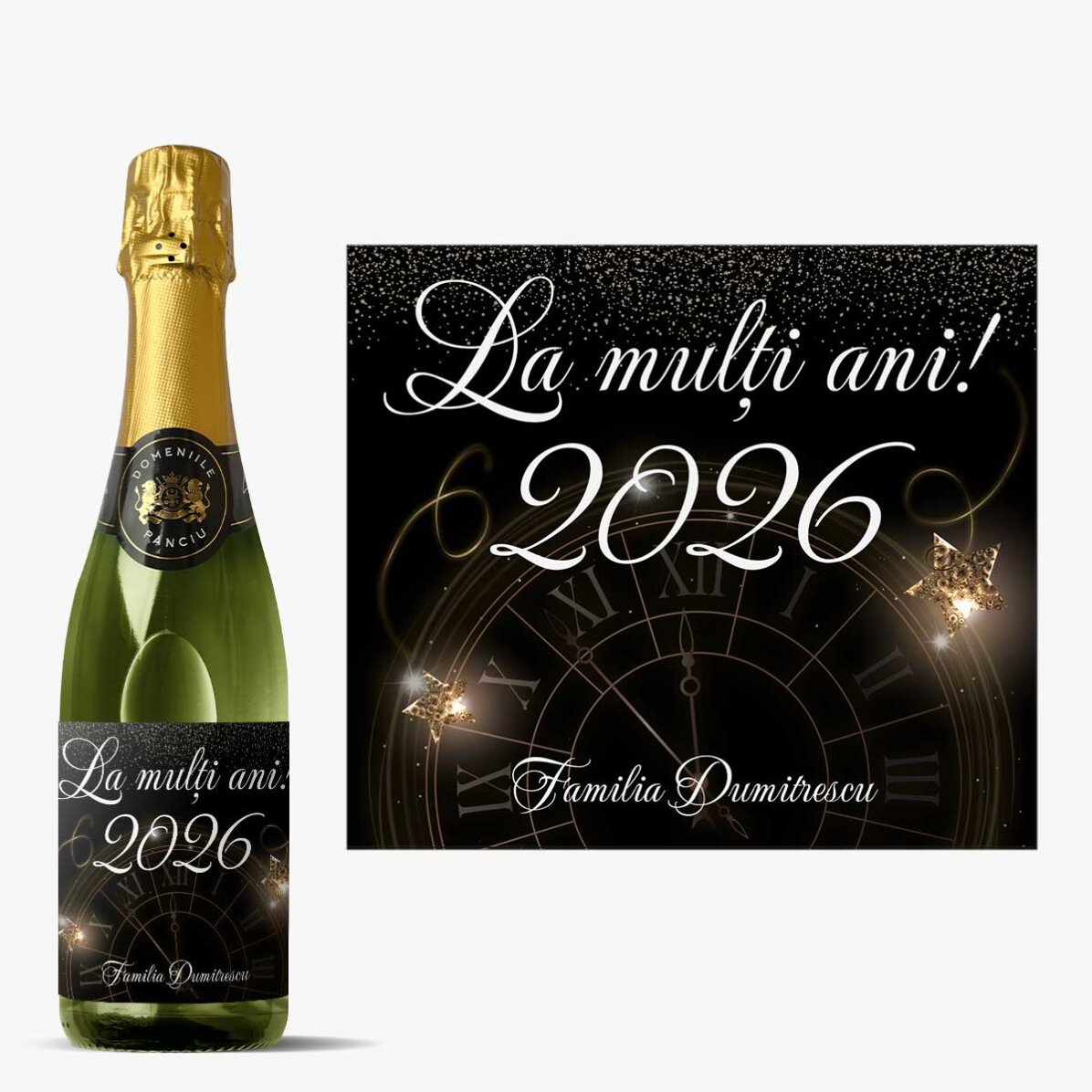 Medium bottle of sparkling wine personalised with text - New Year