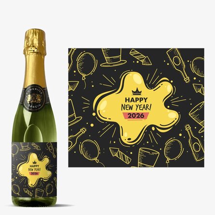 Medium bottle of sparkling wine personalised with text - New Year