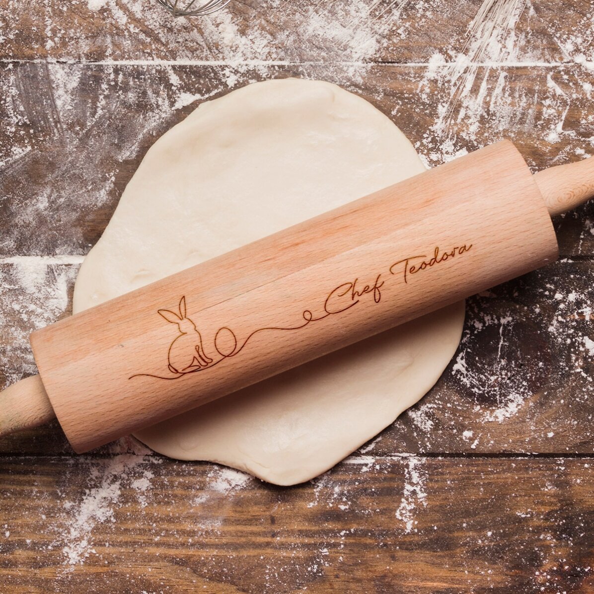 Sucitor de lemn personalizat cu mesaj - Iepuraș