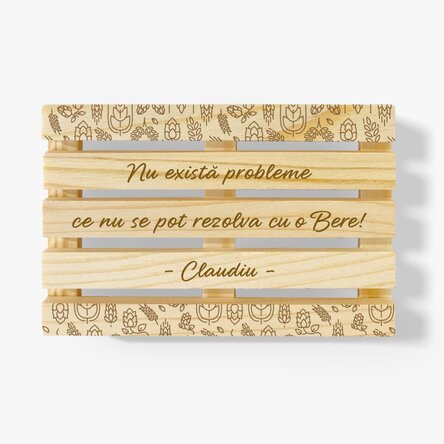 Suport de pahar în formă de palet personalizat cu text - Berea este rezolvarea
