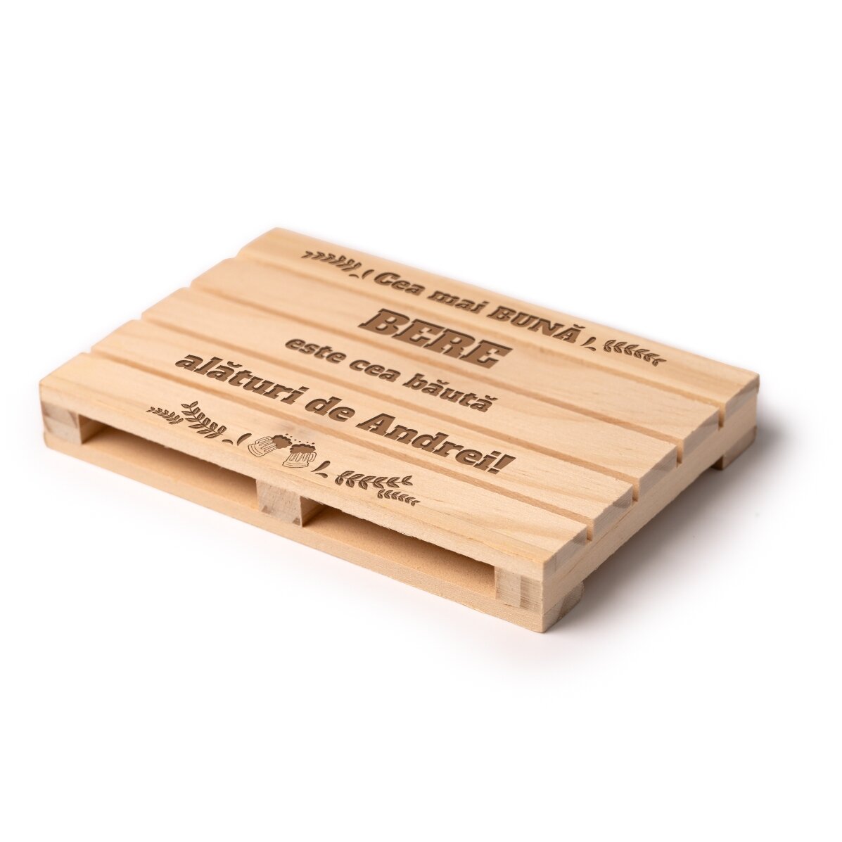 Suport de pahar în formă de palet personalizat cu text - Cea mai bună bere