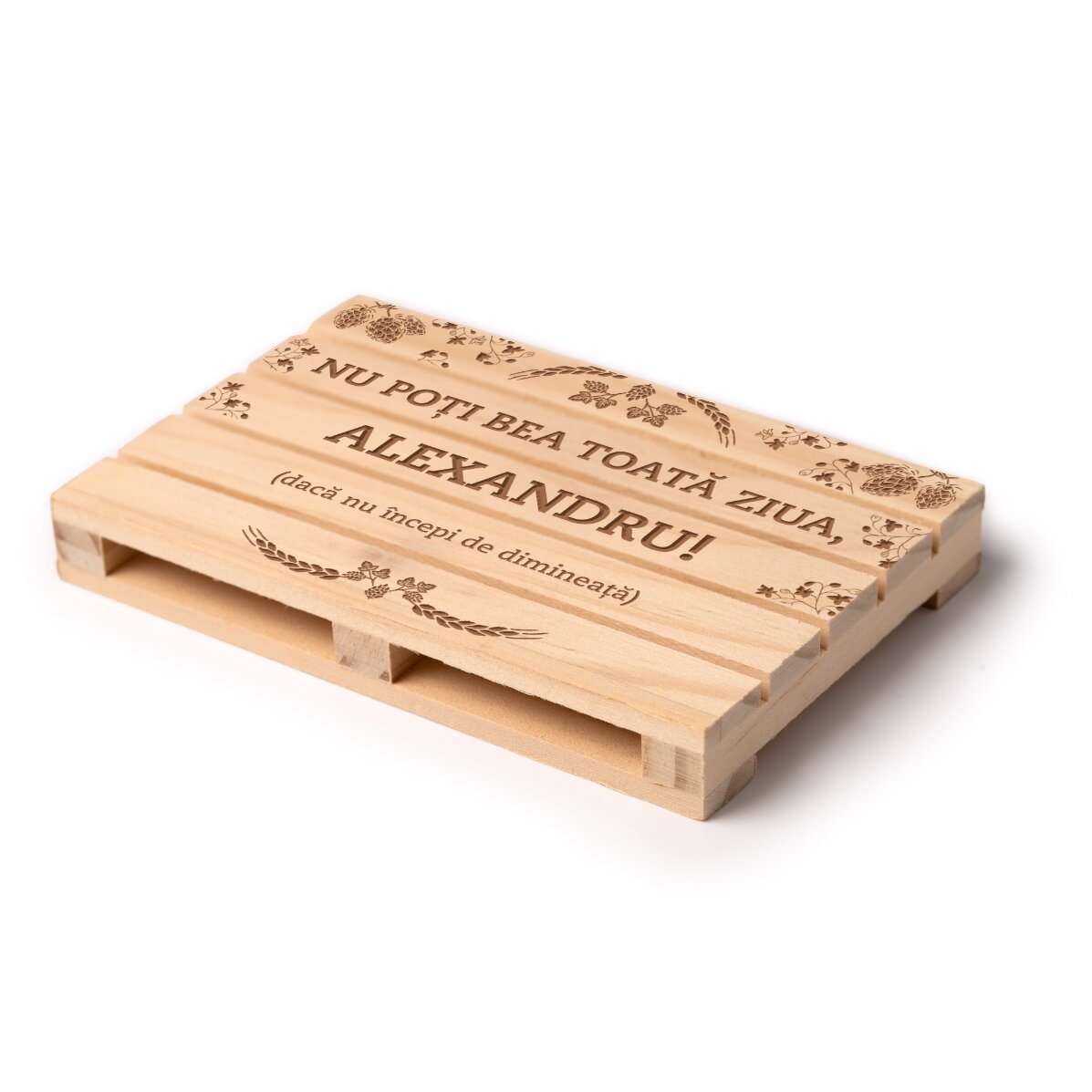 Suport de pahar în formă de palet personalizat cu text - Trebuie să începi de dimineață