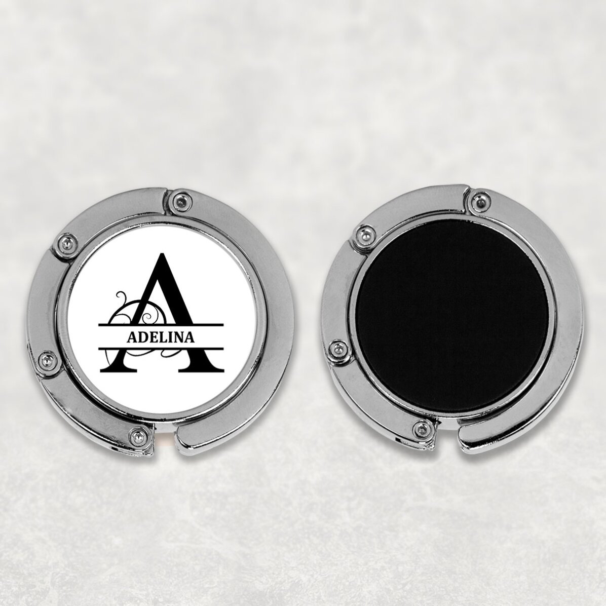 Suport geantă pentru masă personalizat cu monogramă și nume 