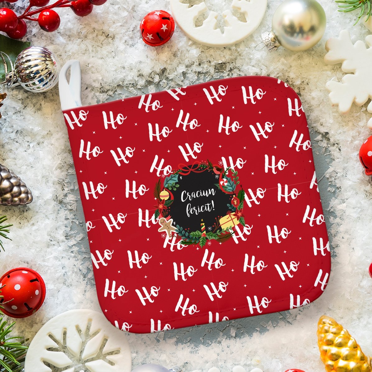 Suport oală fierbinte personalizat cu text - Ho ho ho